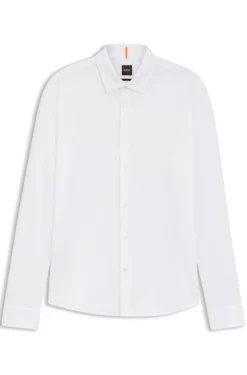 Slim-Fit Hemd aus meliertem Baumwoll-Jersey