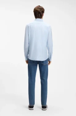 Slim-Fit Hemd aus meliertem Baumwoll-Jersey