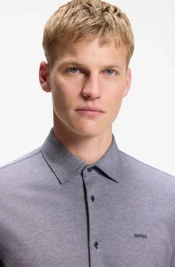 Slim-Fit Hemd aus meliertem Baumwoll-Jersey