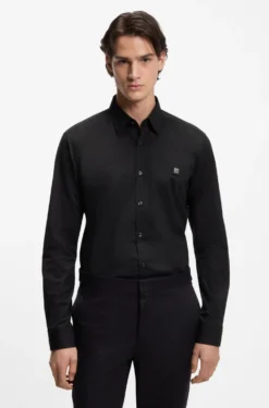 Slim-Fit Hemd aus Stretch-Baumwoll-Canvas