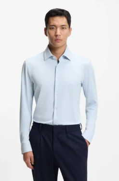 Slim-Fit Hemd aus strukturiertem Performance-Stretch-Jersey