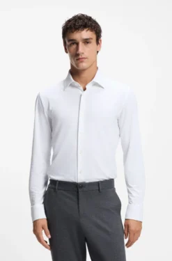 Slim-Fit Hemd aus strukturiertem Performance-Stretch-Jersey