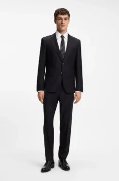Slim-Fit Hemd aus strukturierter italienischer Stretch-Baumwolle