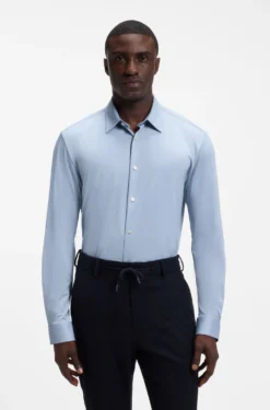 Slim-Fit Hemd aus strukturiertem Performance-Stretch-Gewebe