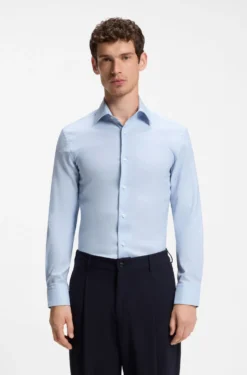 Slim-Fit Hemd aus thermoregulierendem, strukturiertem Baumwoll-Mix