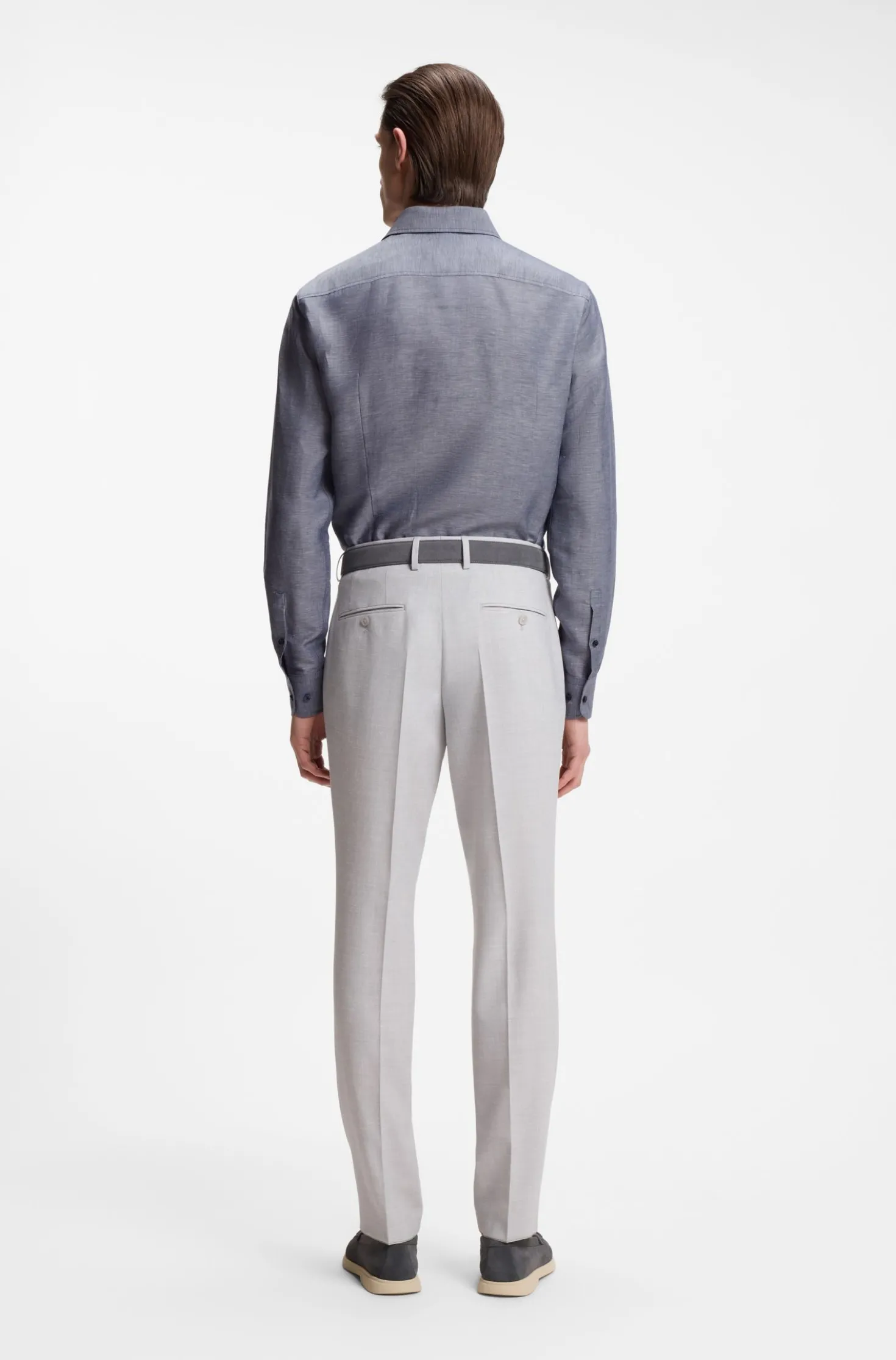 Slim-Fit Hemd aus Twill aus einem Leinen-Mix