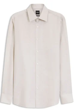 Slim-Fit Hemd aus Twill aus einem Leinen-Mix