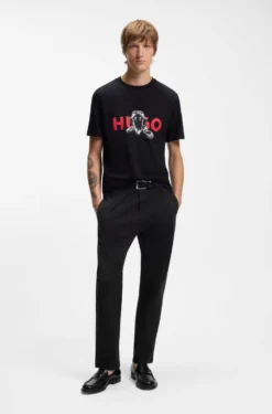 Slim-Fit Hose aus elastischer Baumwoll-Gabardine