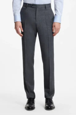 Slim-Fit Hose aus Schurwoll-Mix mit Seide und Leinen