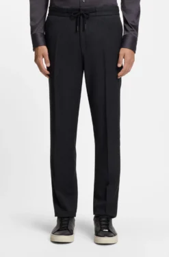 Slim-Fit Hose aus Schurwoll-Mix mit Seide