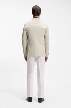 Slim-Fit Jacke aus elastischem Baumwoll-Seersucker