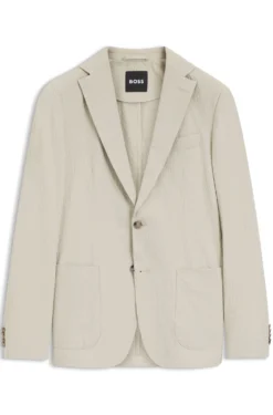 Slim-Fit Jacke aus elastischem Baumwoll-Seersucker