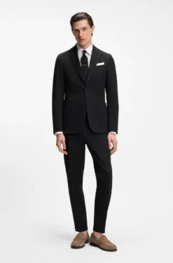Slim-Fit Jacke aus elastischem Baumwoll-Seersucker