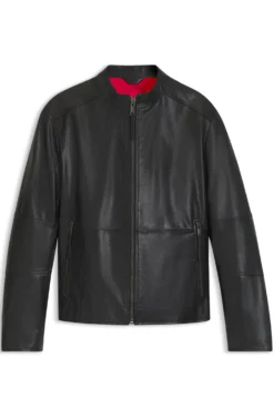 Slim-Fit Jacke aus genarbtem Leder