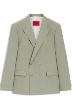 Slim-Fit Jacke aus Woll-Mix mit Popeline-Struktur