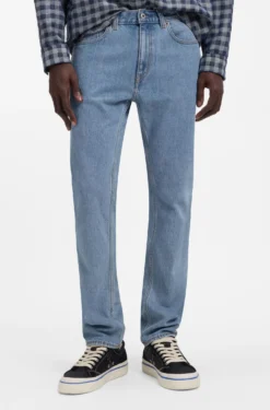 Slim-Fit Jeans aus blauem Stretch-Denim mit Vintage-Waschung