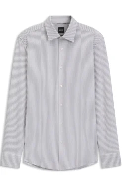 Slim-Fit Jersey-Hemd aus Baumwoll-Mix mit Streifen-Muster