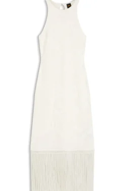 Slim-Fit Kleid mit floralem Muster und Fransen-Saum