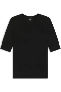 Slim-Fit Kurzarmpullover aus superfeiner Merinowolle