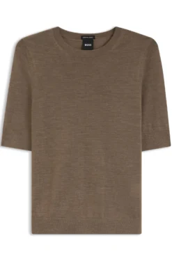 Slim-Fit Kurzarmpullover aus superfeiner Merinowolle
