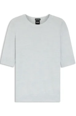 Slim-Fit Kurzarmpullover aus superfeiner Merinowolle