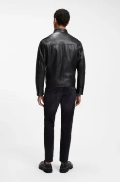 Slim-Fit Lederjacke mit Biker-Details
