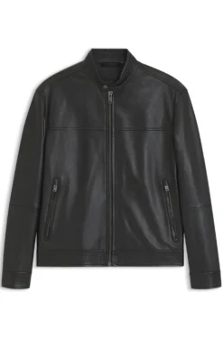 Slim-Fit Lederjacke mit Biker-Details