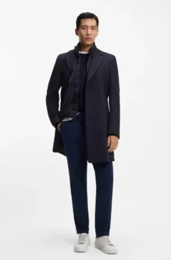 Slim-Fit Mantel aus Baumwoll-Mix mit herausnehmbarem, gepolstertem Innen-Layer