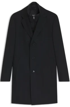 Slim-Fit Mantel aus wasserabweisendem Woll-Mix