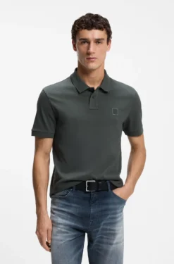 Slim-Fit Polohemd aus Stretch-Baumwolle mit Logo-Aufnäher