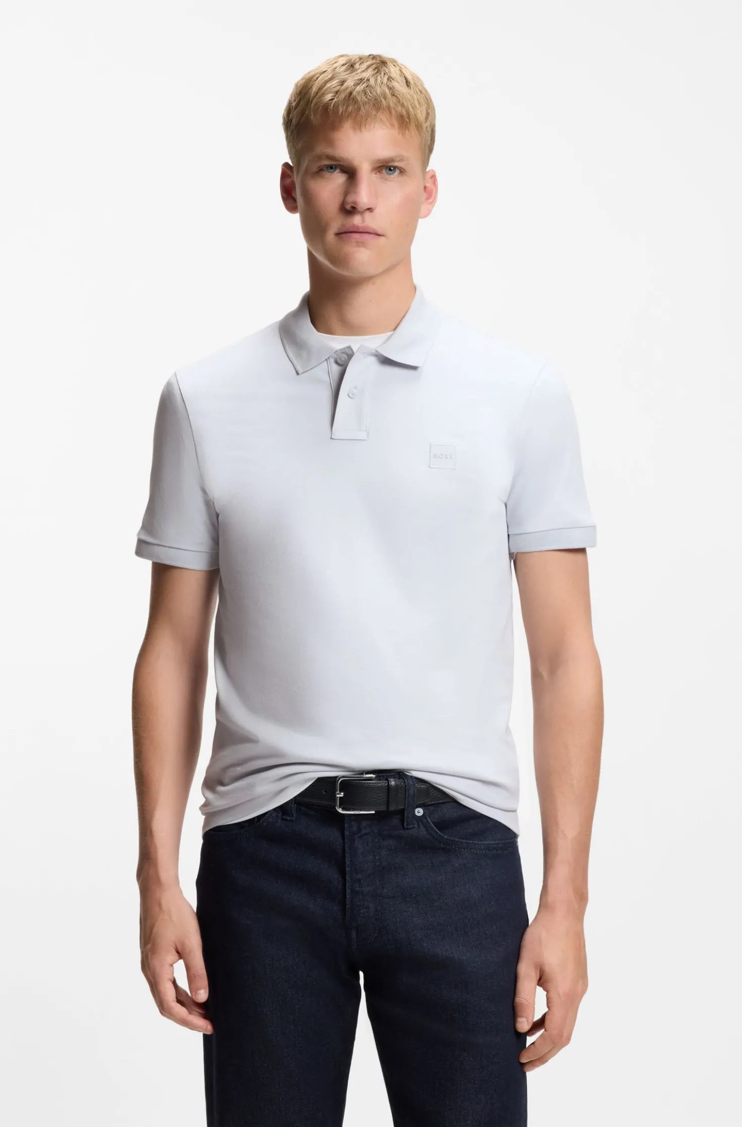 Slim-Fit Polohemd aus Stretch-Baumwolle mit Logo-Aufnäher