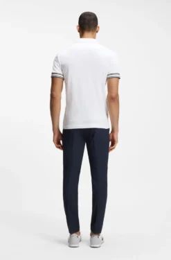 Slim-Fit Poloshirt aus Baumwolle mit gestreiften Ärmelbündchen