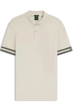 Slim-Fit Poloshirt aus Baumwolle mit gestreiften Ärmelbündchen