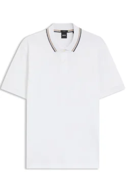 Slim-Fit Poloshirt aus Baumwolle mit gestreiftem Kragen