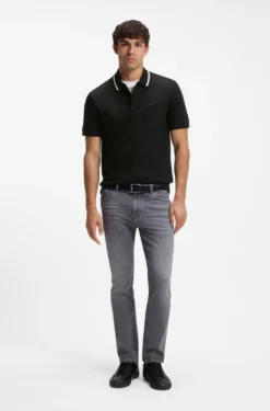 Slim-Fit Poloshirt aus Baumwolle mit gestreiftem Kragen