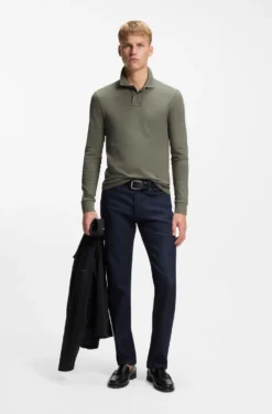 Slim-Fit Poloshirt aus elastischem Baumwoll-Piqué