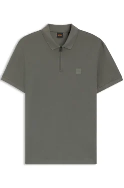 Slim-Fit Poloshirt aus Stretch-Baumwolle mit Reißverschluss