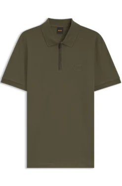 Slim-Fit Poloshirt aus Stretch-Baumwolle mit Reißverschluss