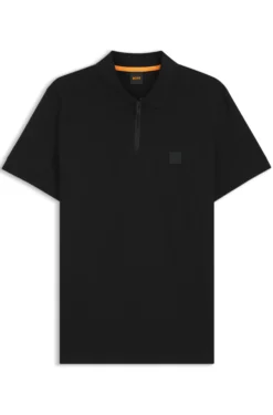Slim-Fit Poloshirt aus Stretch-Baumwolle mit Reißverschluss