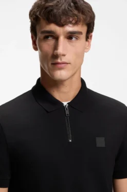 Slim-Fit Poloshirt aus Stretch-Baumwolle mit Reißverschluss