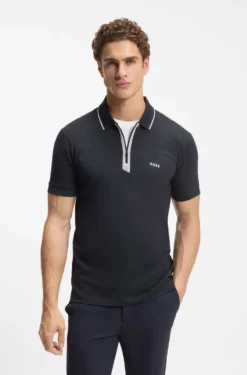 Slim-Fit Poloshirt mit Reißverschlussleiste