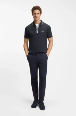 Slim-Fit Poloshirt mit Reißverschlussleiste