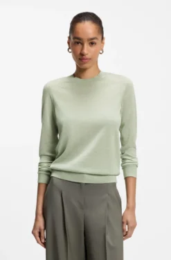 Slim-Fit Pullover aus Merinowolle mit Rundhalsausschnitt