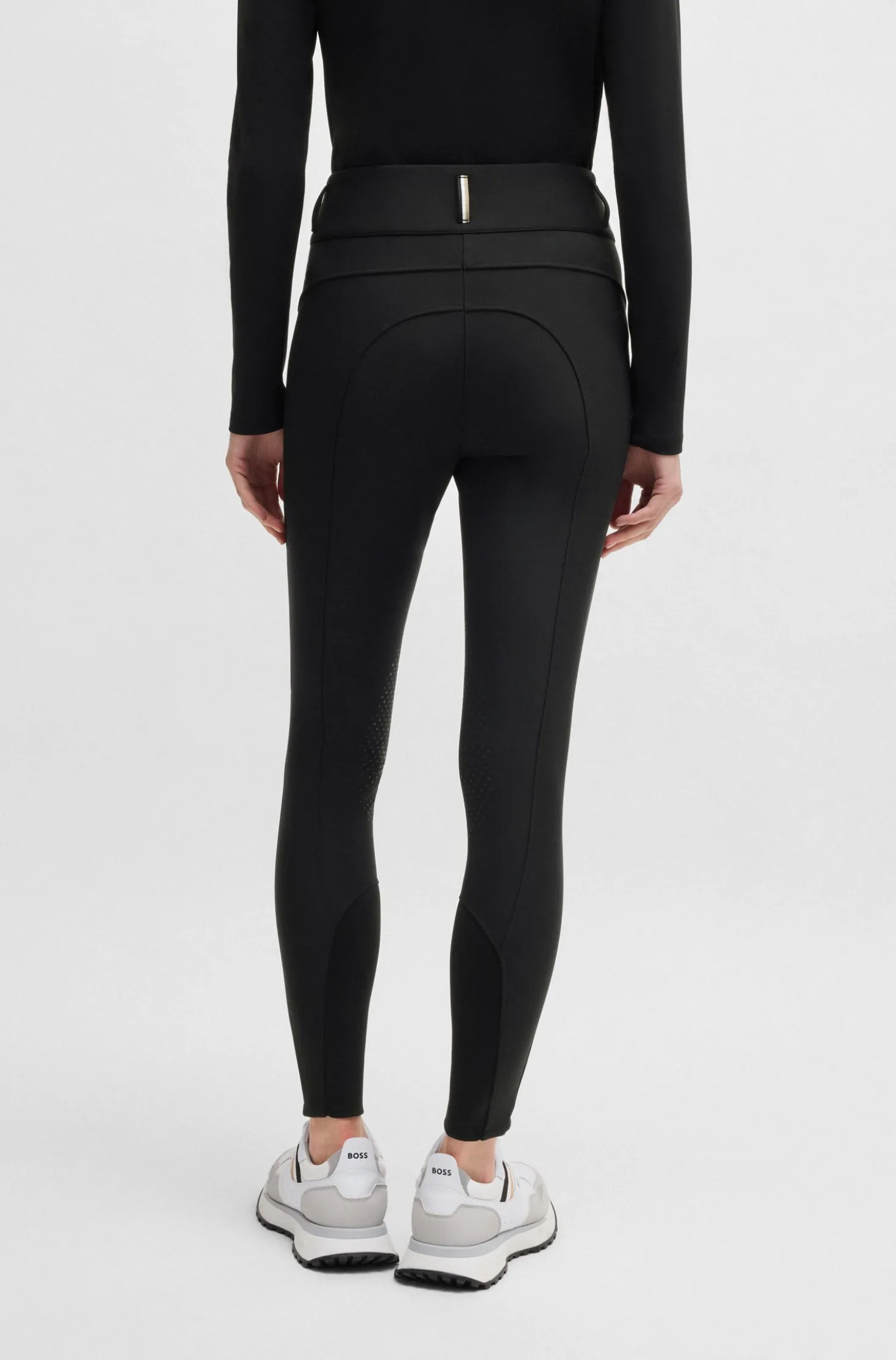 Slim-Fit Reithose mit hohem Bund und Kniebesatz