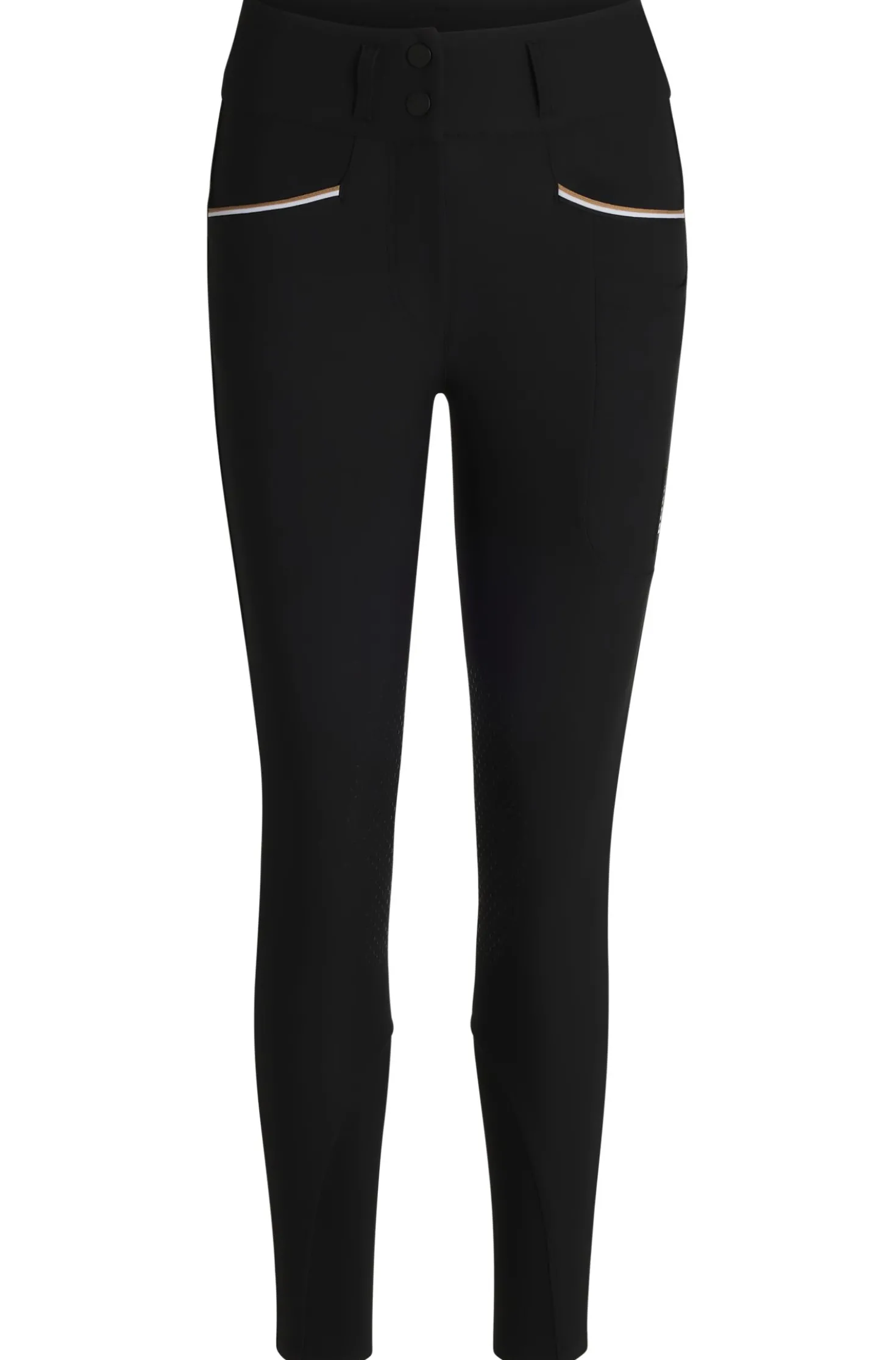 Slim-Fit Reithose mit hohem Bund und Kniebesatz