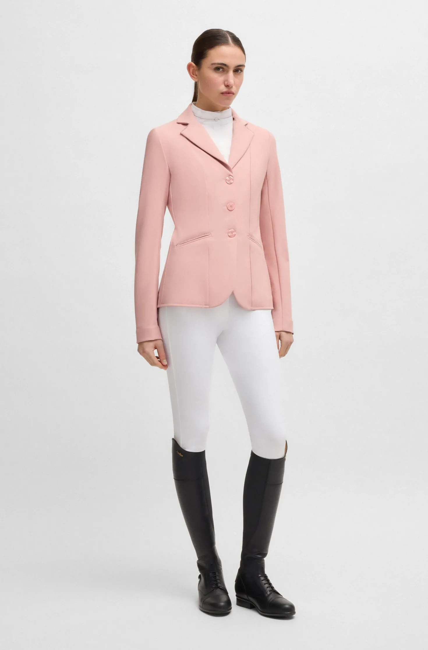 Slim-Fit Reitsport-Turnierbluse mit Kristall-Details