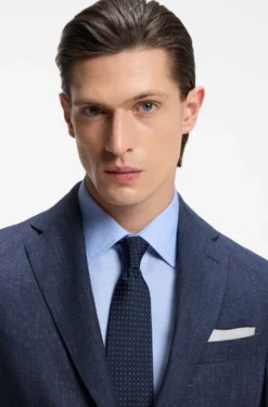 Slim-Fit Sakko aus fein gemustertem Leinen-Mix