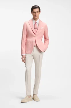 Slim-Fit Sakko aus fein gemustertem Leinen-Mix