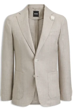 Slim-Fit Sakko aus fein gemustertem Leinen-Mix
