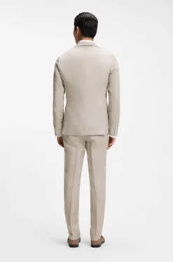 Slim-Fit Sakko aus fein gemustertem Leinen-Mix